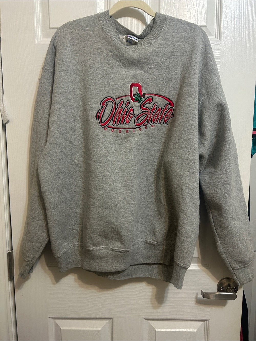 Vintage Pro Player Grey Ohio State Crewneck with Red & Green Logo XXL